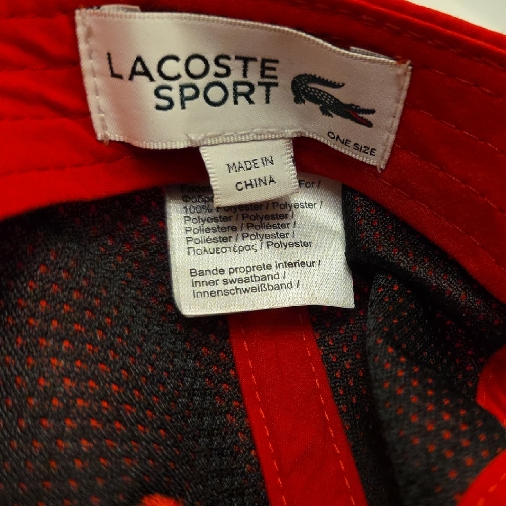 Lacoste  Red Cap with Green Crocodile Patch - Picture 2 of 3